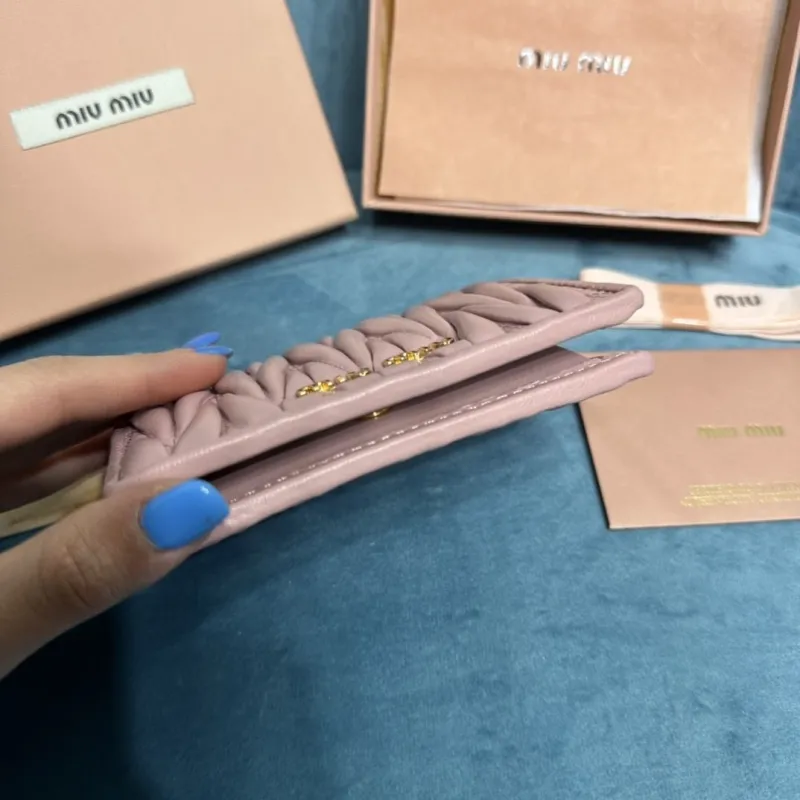 Miu Miu Pink Matelassé Compact Wallet - Image 3