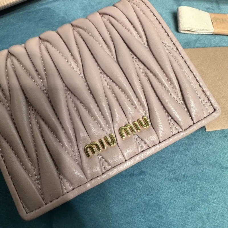 Miu Miu Pink Matelassé Compact Wallet - Image 4