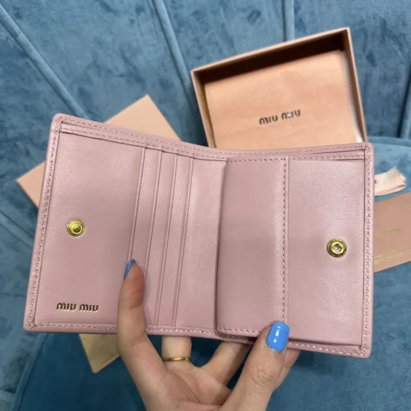 Miu Miu Pink Matelassé Compact Wallet - Image 5
