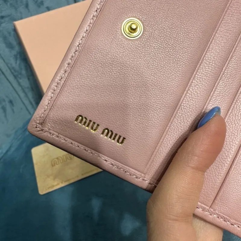 Miu Miu Pink Matelassé Compact Wallet - Image 6