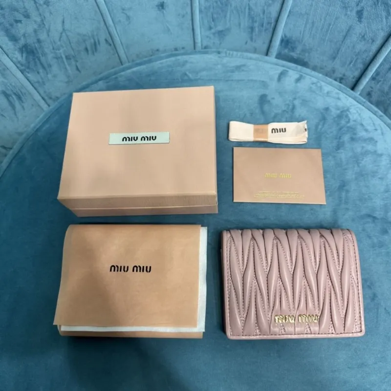 Miu Miu Pink Matelassé Compact Wallet - Image 9
