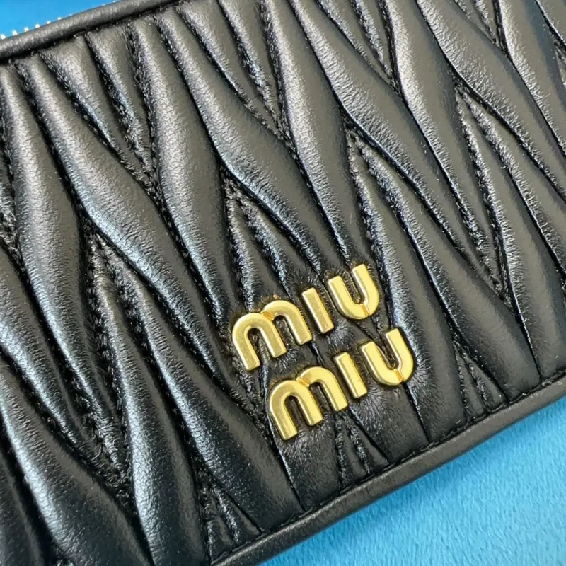 Miu Miu Black Quilted Zip Card Wallet - Image 4