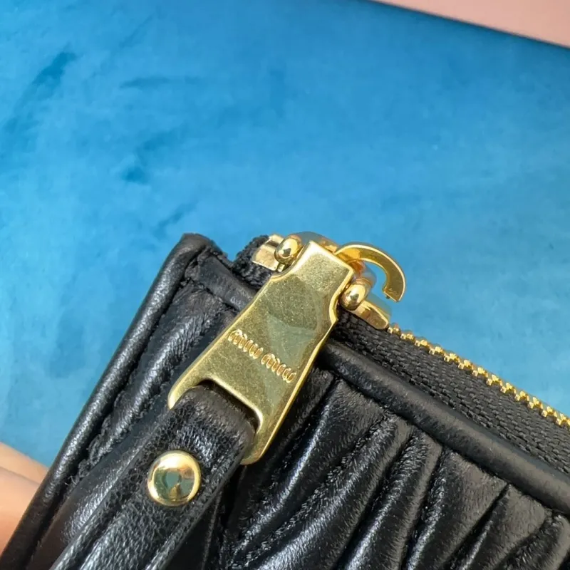 Miu Miu Black Quilted Zip Card Wallet - Image 6