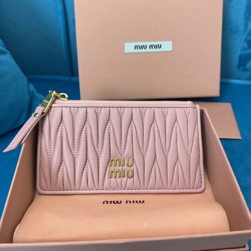 Miu Miu Pink Quilted Zipper Wallet