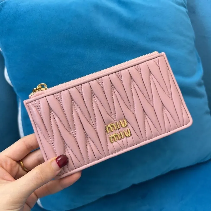 Miu Miu Pink Quilted Zipper Wallet - Image 3