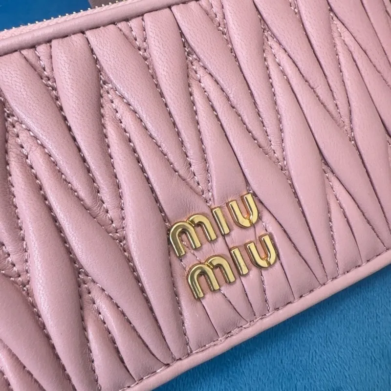 Miu Miu Pink Quilted Zipper Wallet - Image 4