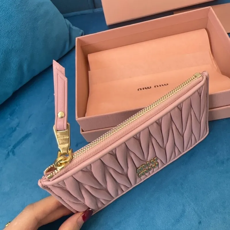 Miu Miu Pink Quilted Zipper Wallet - Image 6