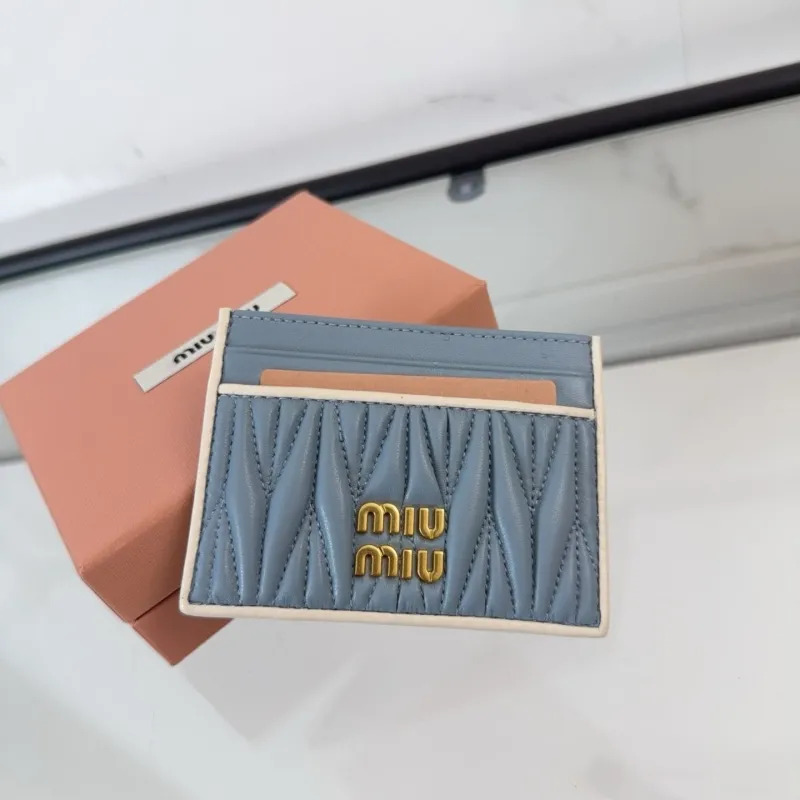Miu Miu Light Blue Leather Card Holder