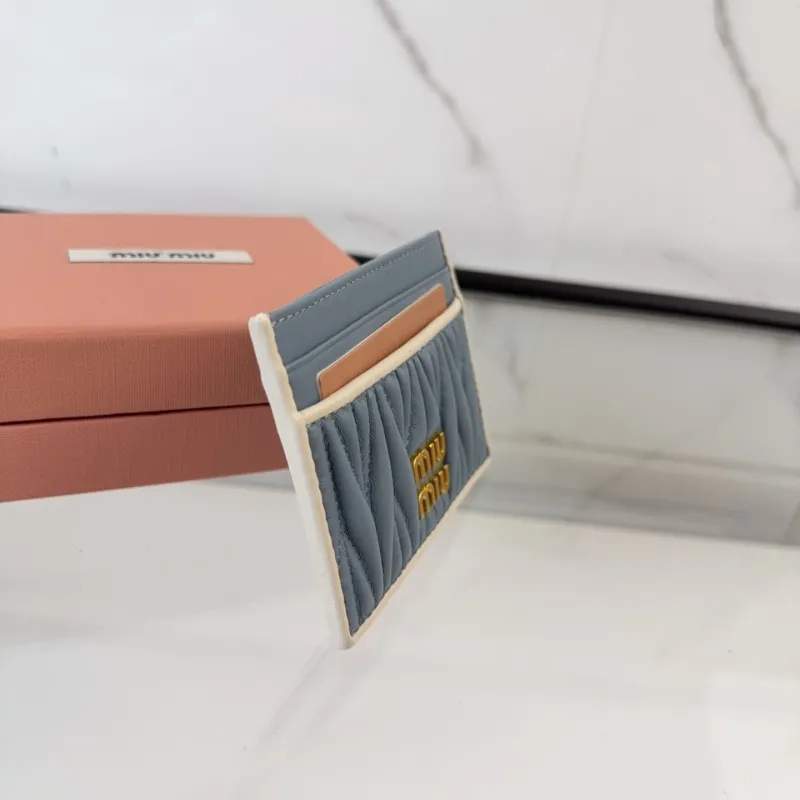 Miu Miu Light Blue Leather Card Holder - Image 3