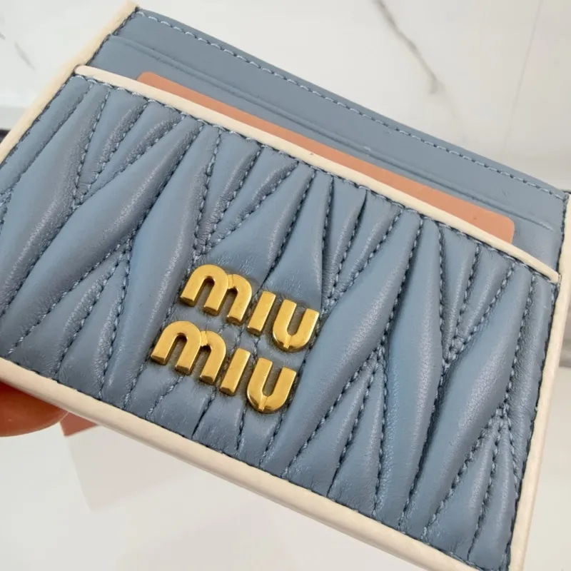 Miu Miu Light Blue Leather Card Holder - Image 4