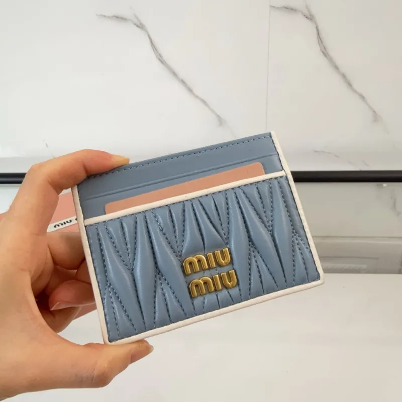 Miu Miu Light Blue Leather Card Holder - Image 5