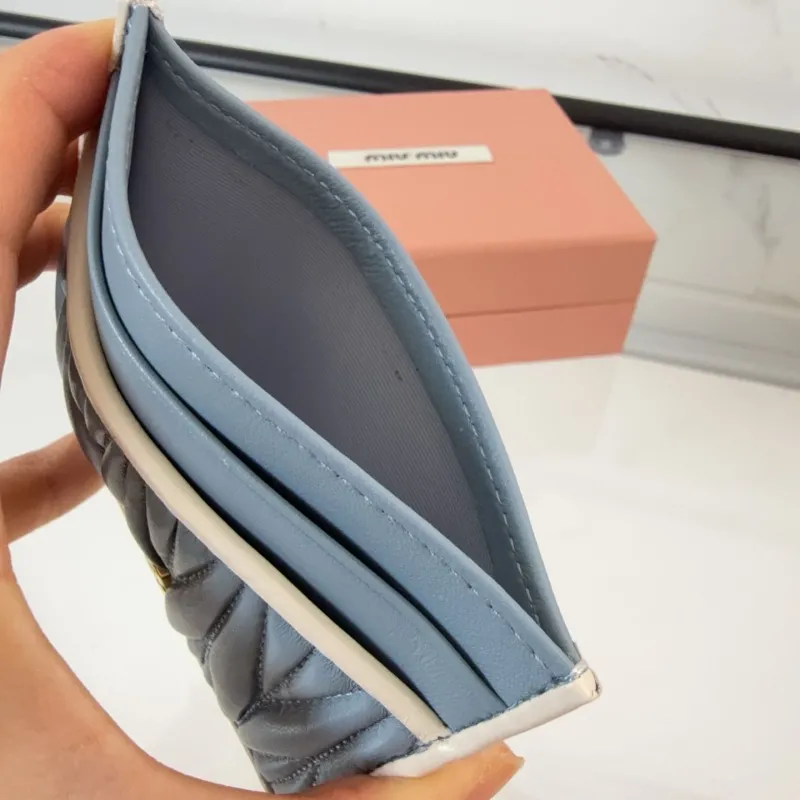 Miu Miu Light Blue Leather Card Holder - Image 6