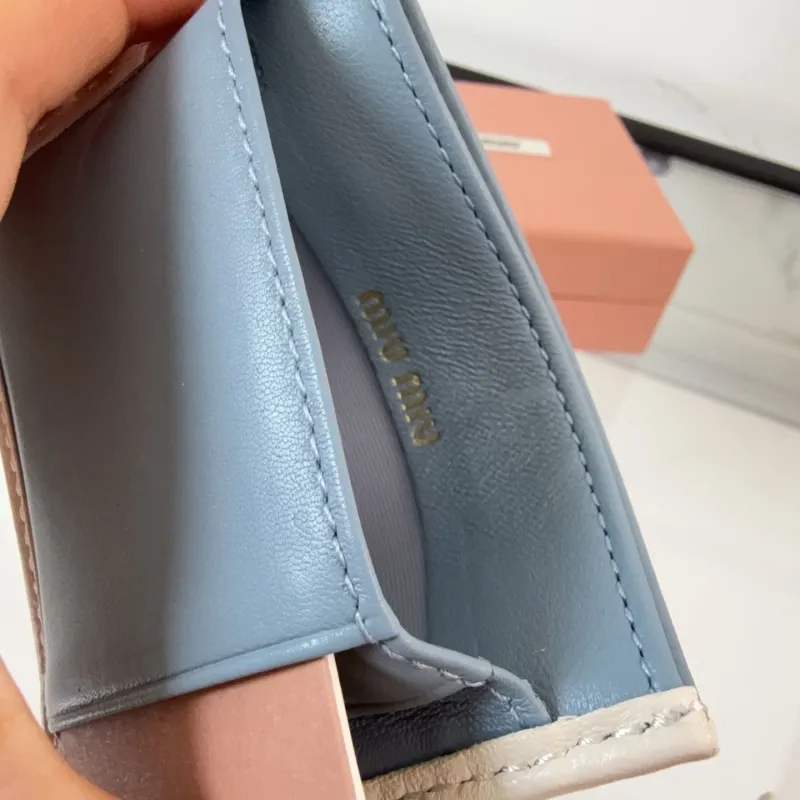 Miu Miu Light Blue Leather Card Holder - Image 7