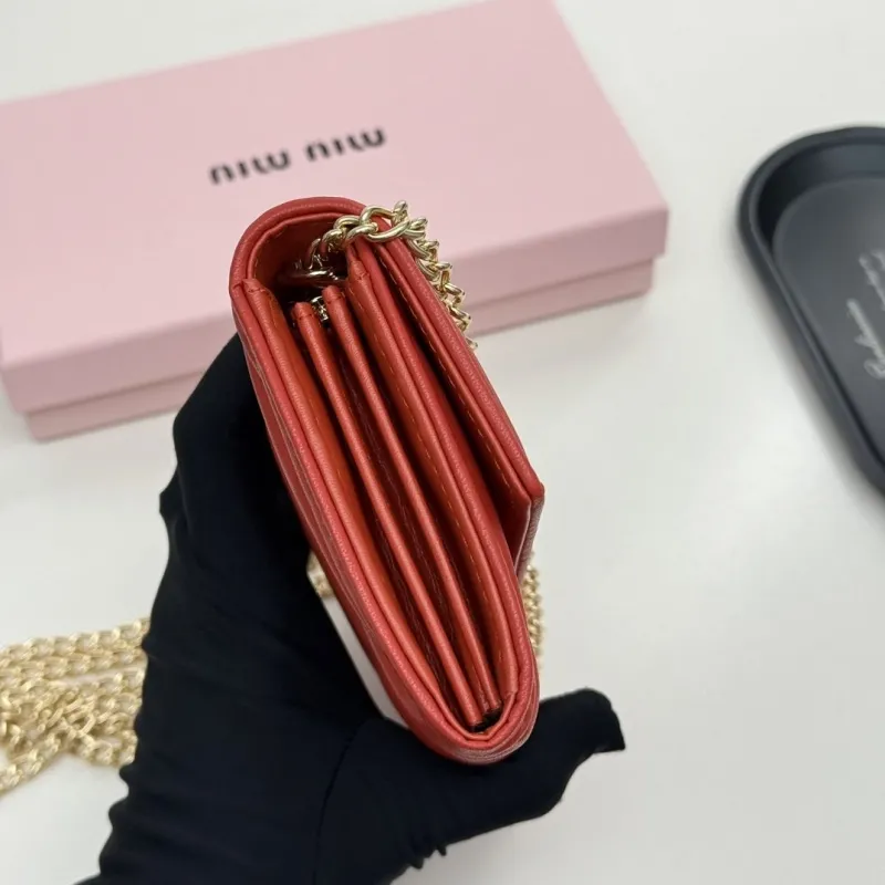 Miu Miu Red Chain Wallet Bag - Image 5
