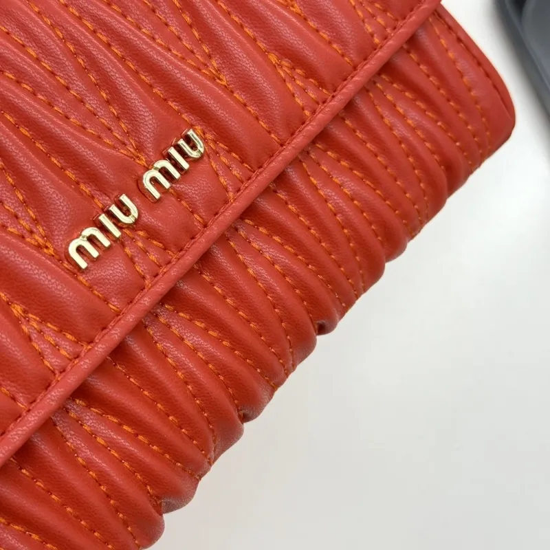 Miu Miu Red Quilted Chain Wallet - Image 6