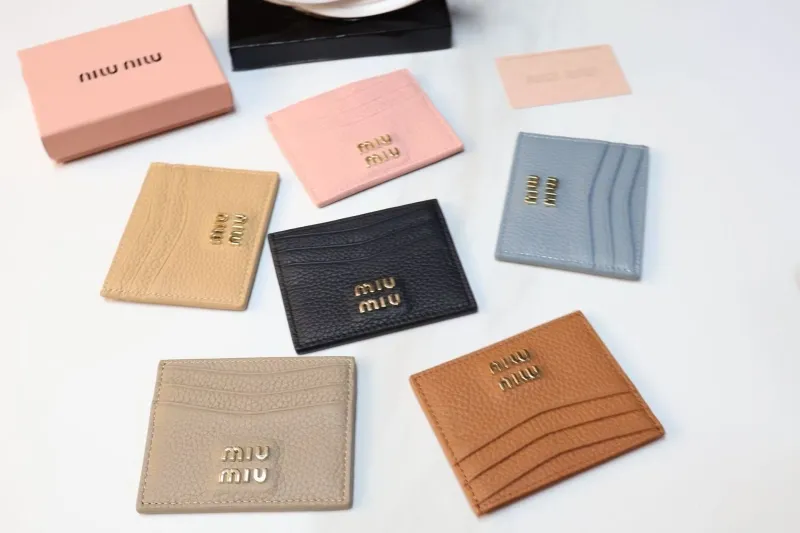 Miu Miu Pebbled Leather Card Holder Wallet