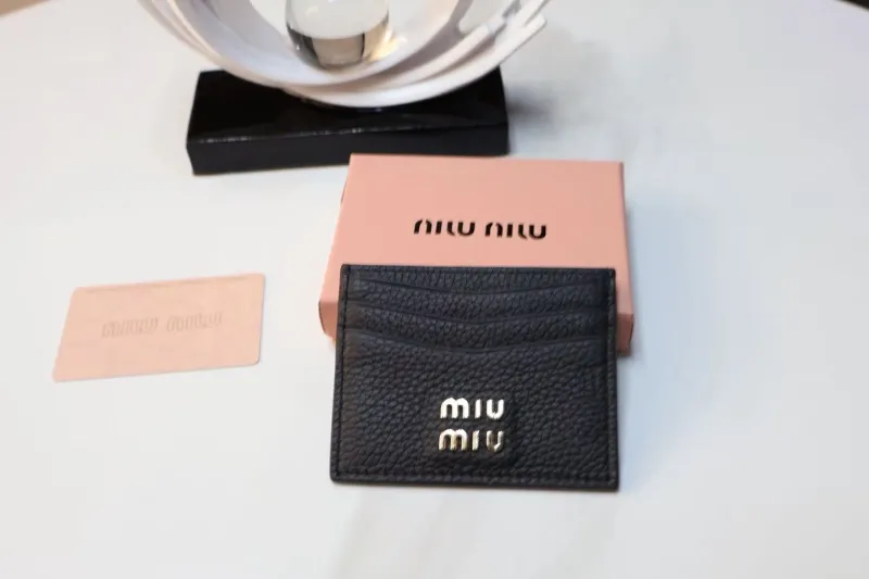 Alternative view of Miu Miu Pebbled Leather Card Holder Wallet