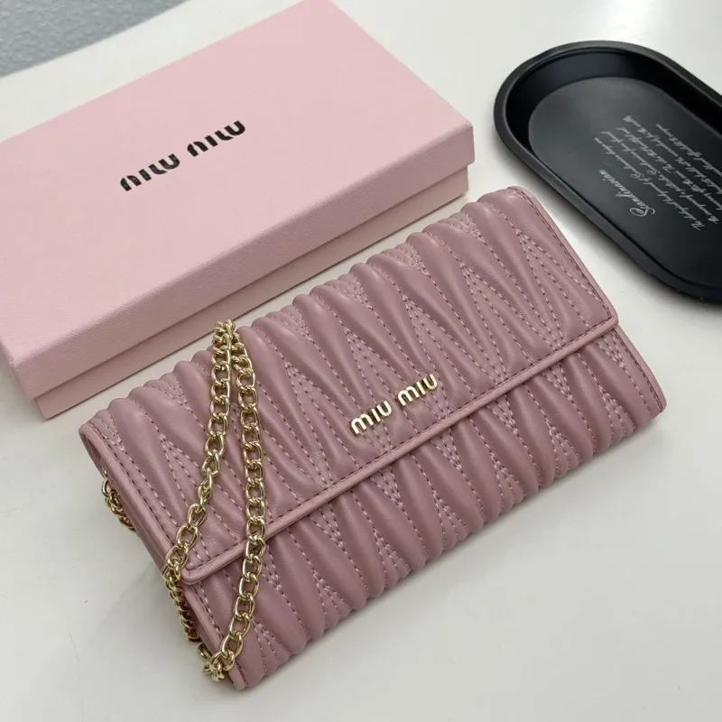 Miu Miu Pink Quilted Chain Wallet Bag