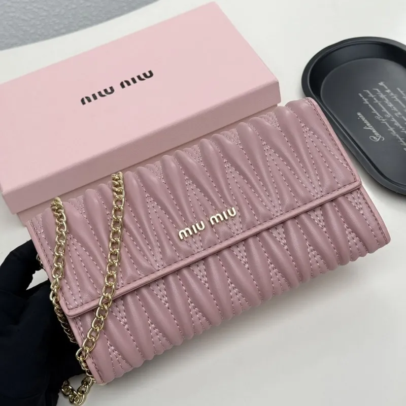 Alternative view of Miu Miu Pink Quilted Chain Wallet Bag