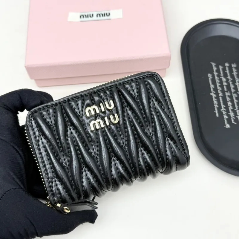 Miu Miu Black Quilted Zip Wallet - Image 4
