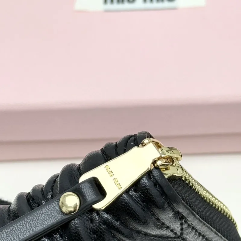 Miu Miu Black Quilted Zip Wallet - Image 6