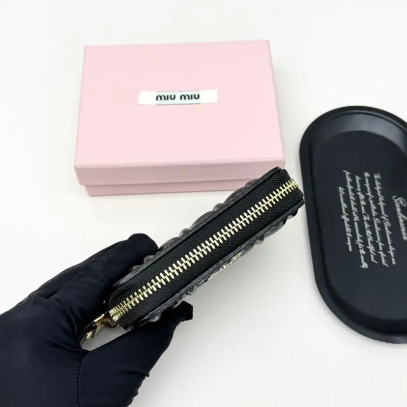 Miu Miu Black Quilted Zip Wallet - Image 7
