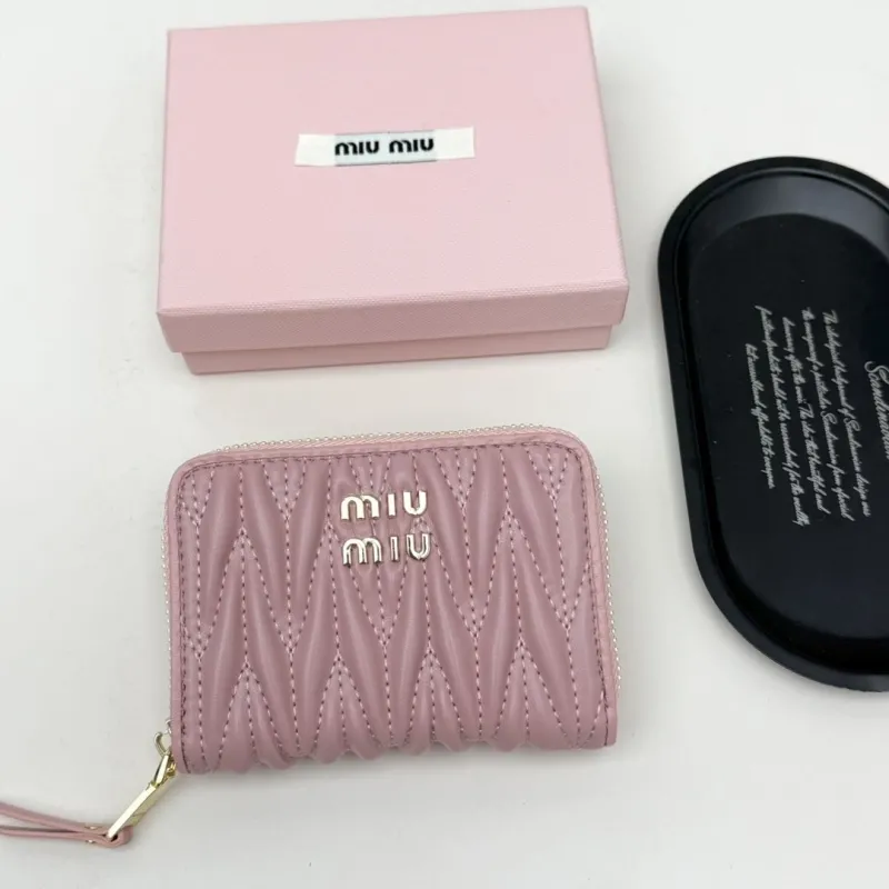 Miu Miu Pink Quilted Zip Wallet