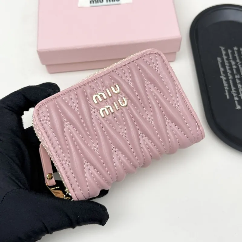 Miu Miu Pink Quilted Zip Wallet - Image 4