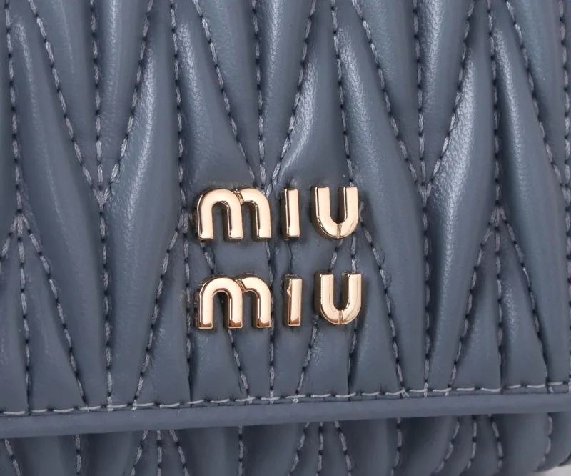 MIU MIU Blue Quilted Small Wallet - Image 3