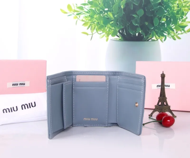 MIU MIU Blue Quilted Small Wallet - Image 6