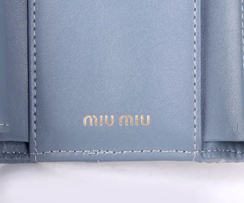 MIU MIU Blue Quilted Small Wallet - Image 8