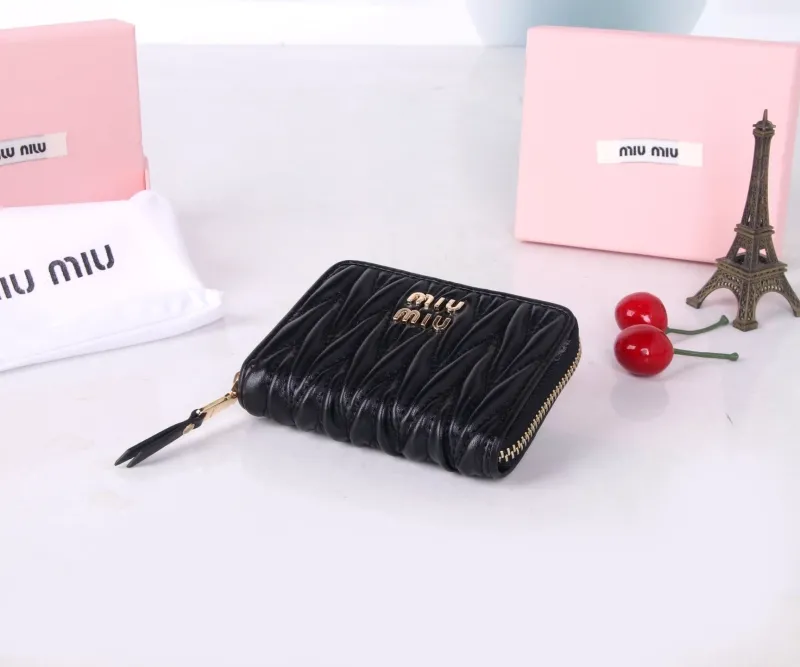 Miu Miu Black Quilted Zip Wallet - Image 3