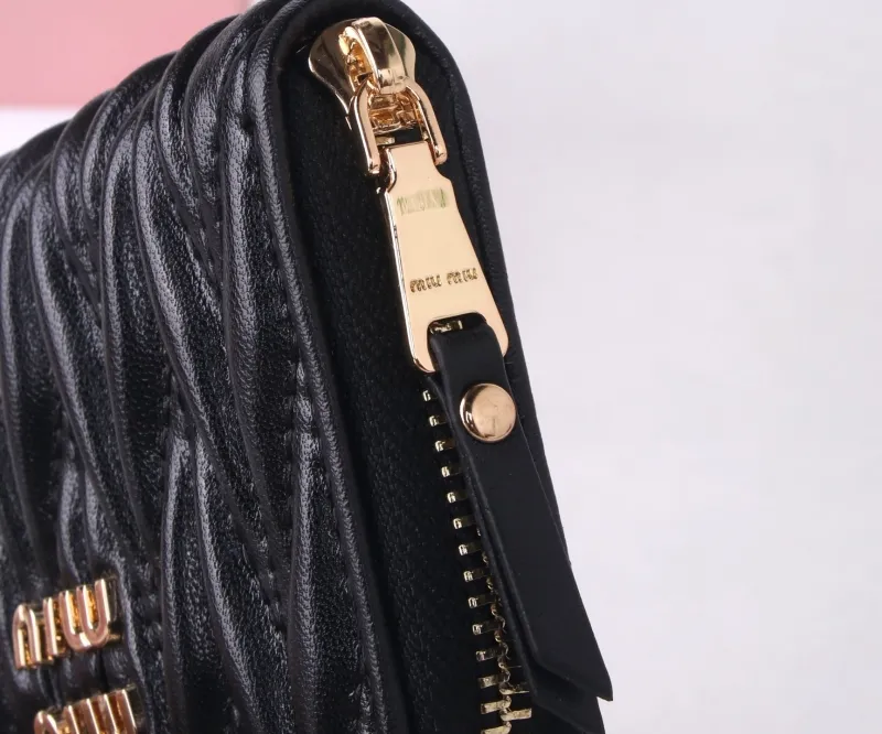 Miu Miu Black Quilted Zip Wallet - Image 6