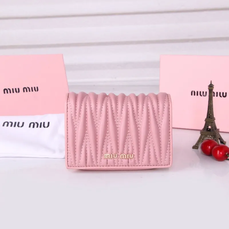 MIU MIU Pink Quilted Leather Wallet