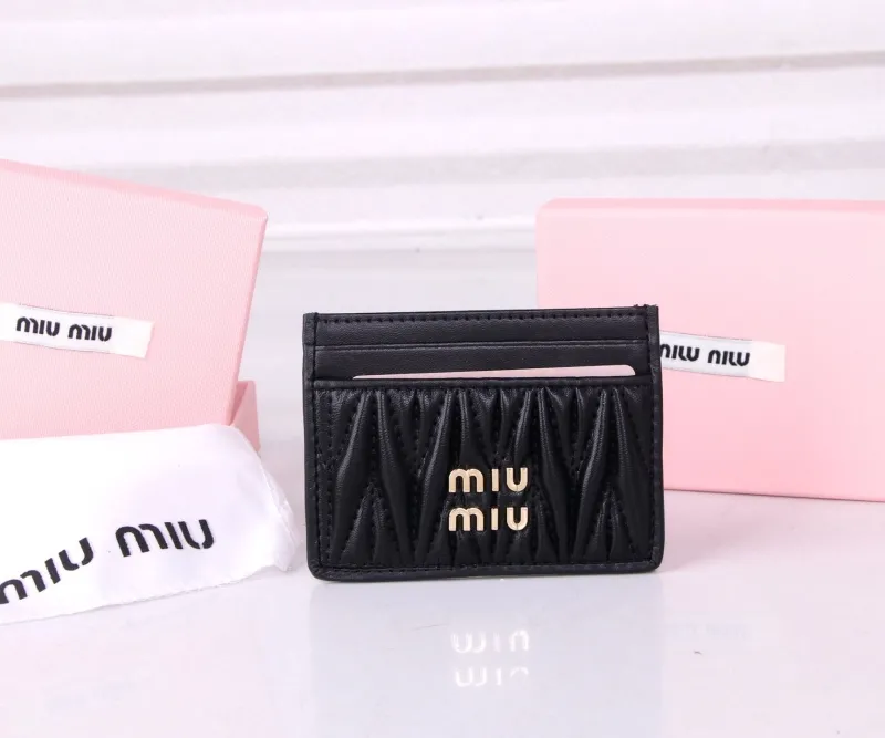 MIU MIU Black Leather Card Holder