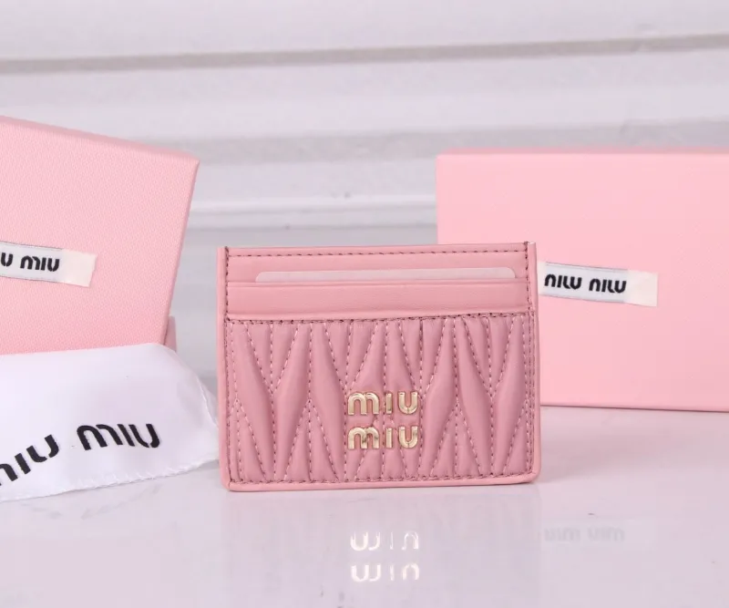 MIU MIU Pink Quilted Card Holder Wallet