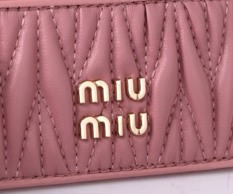 MIU MIU Pink Quilted Card Holder Wallet - Image 3
