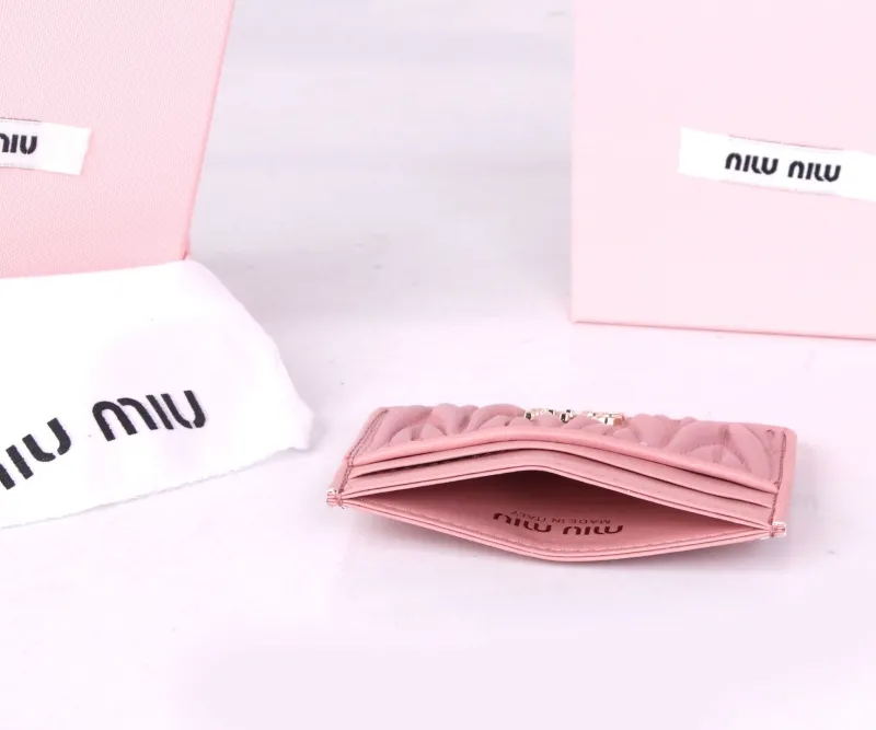 MIU MIU Pink Quilted Card Holder Wallet - Image 7