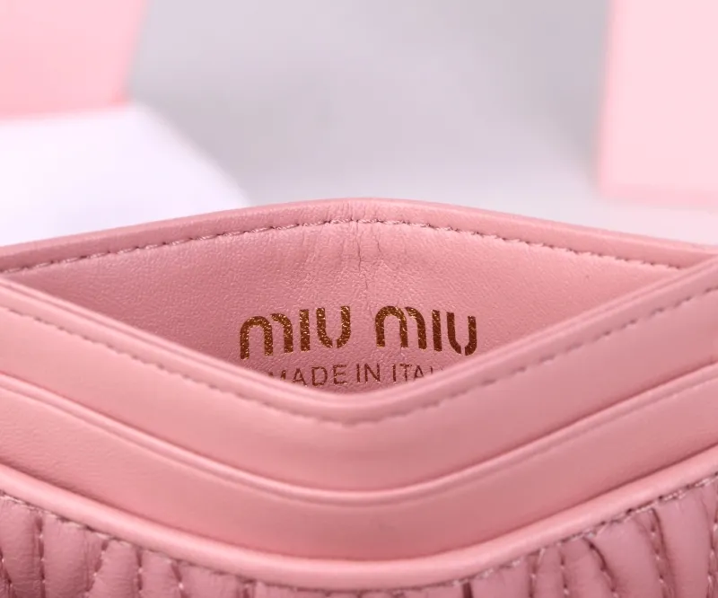 MIU MIU Pink Quilted Card Holder Wallet - Image 9