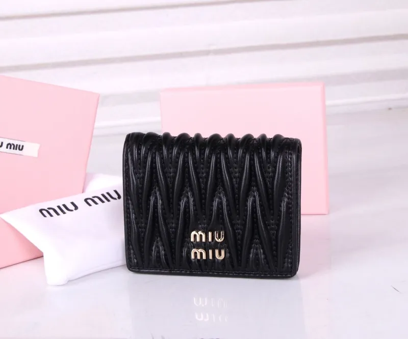 Alternative view of Miu Miu Black Pleated Leather Wallet