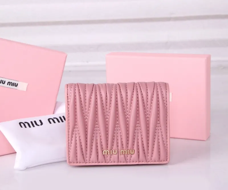 MIU MIU Pink Quilted Leather Wallet