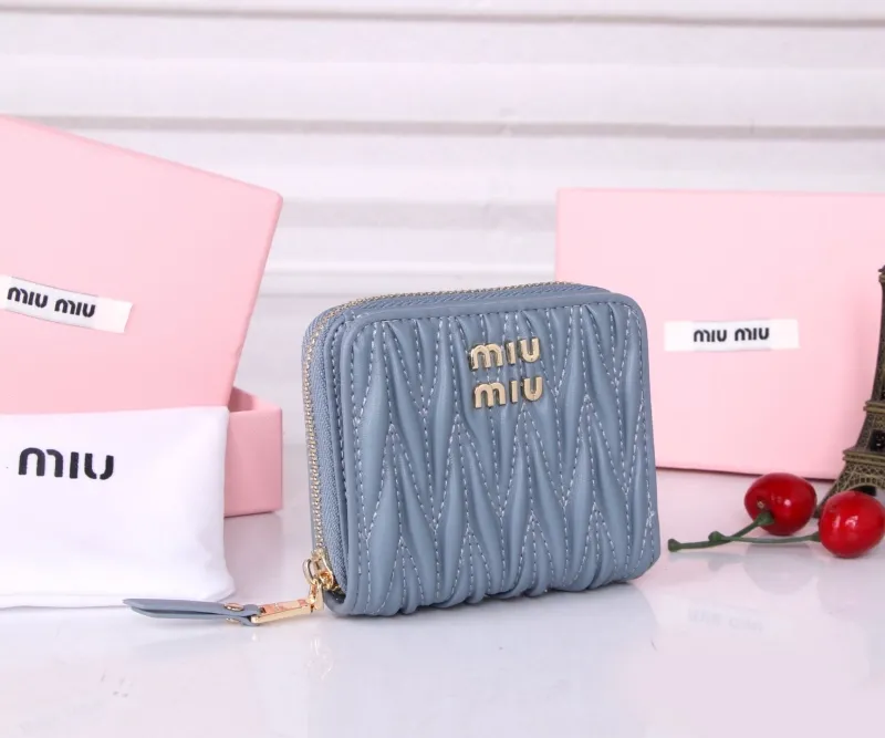 Alternative view of MIU MIU Light Blue Zip Around Wallet