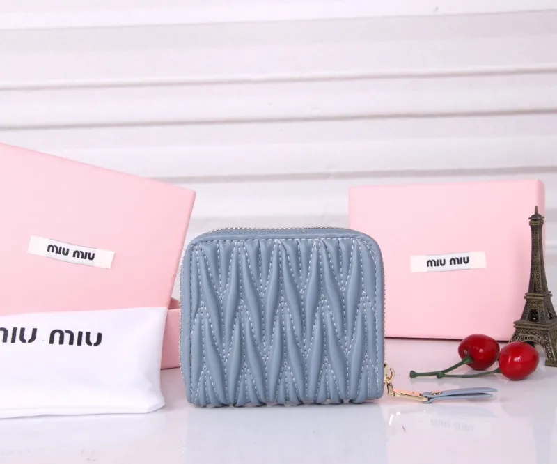 MIU MIU Light Blue Zip Around Wallet - Image 3
