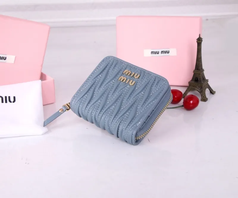MIU MIU Light Blue Zip Around Wallet - Image 5