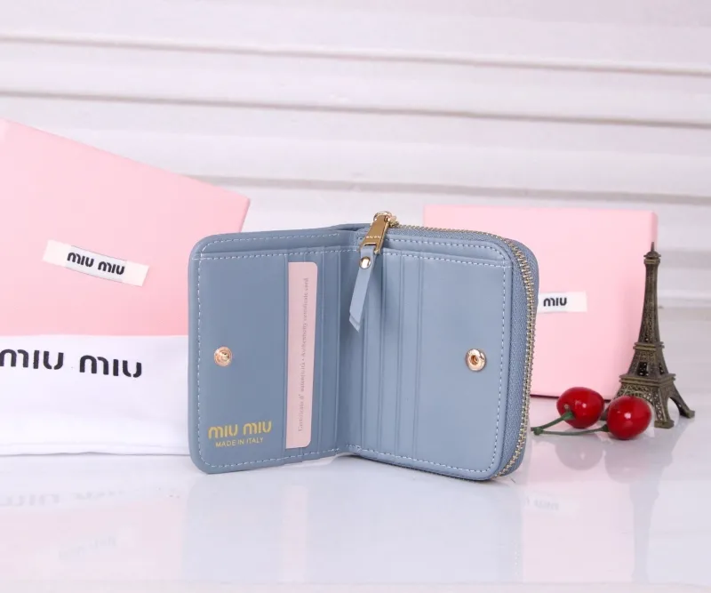 MIU MIU Light Blue Zip Around Wallet - Image 7