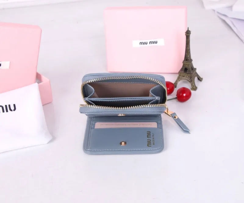 MIU MIU Light Blue Zip Around Wallet - Image 9