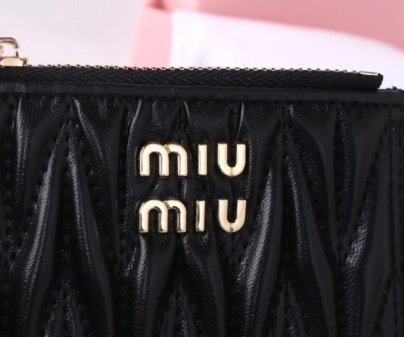 Alternative view of MIU MIU Black Leather Zipper Card Wallet