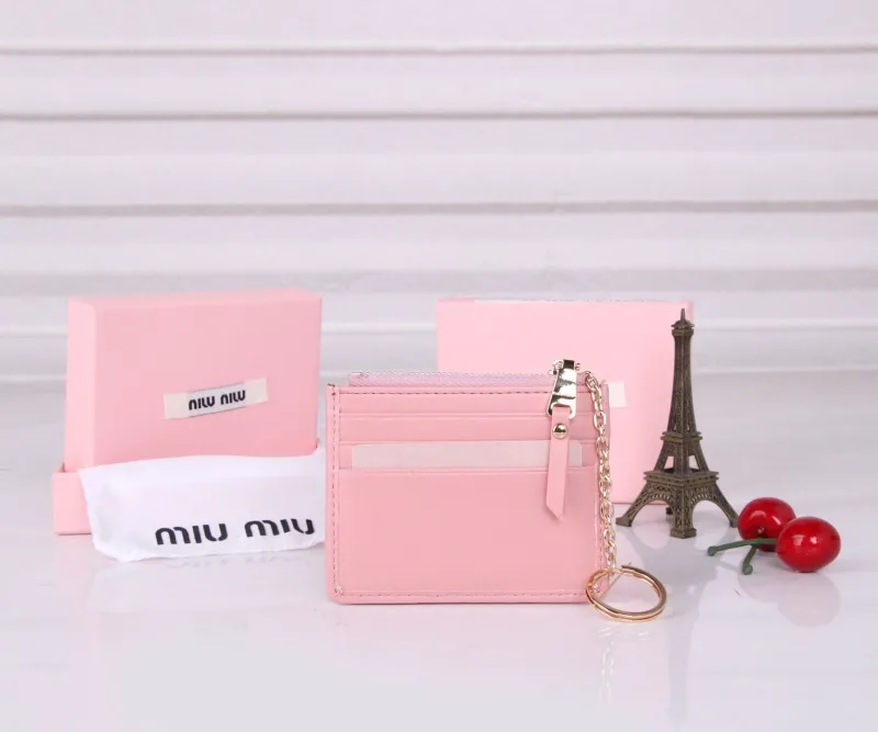 Miu Miu Pink Zip Card Holder with Keychain - Image 3