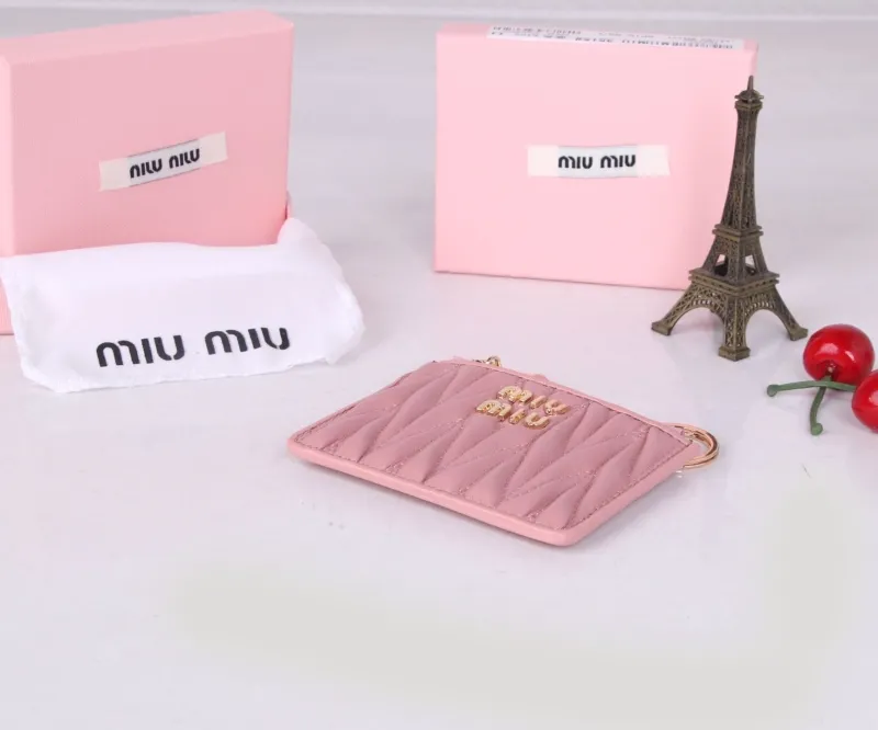 Miu Miu Pink Zip Card Holder with Keychain - Image 4