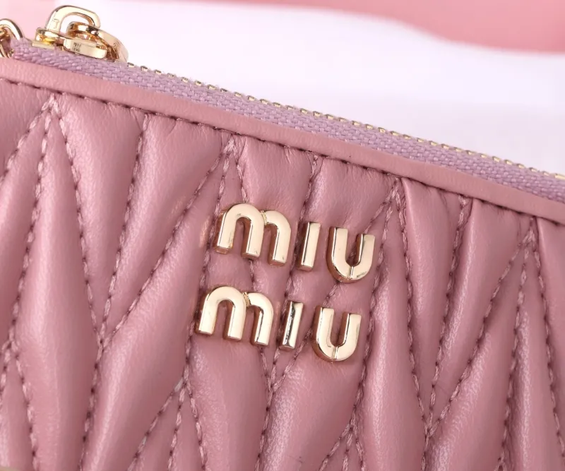 Miu Miu Pink Zip Card Holder with Keychain - Image 5